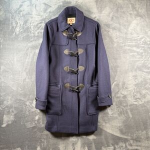 Brooks Brothers Women’s Navy Duffle Coat Fleece Check Lining Zip Toggle Size 4